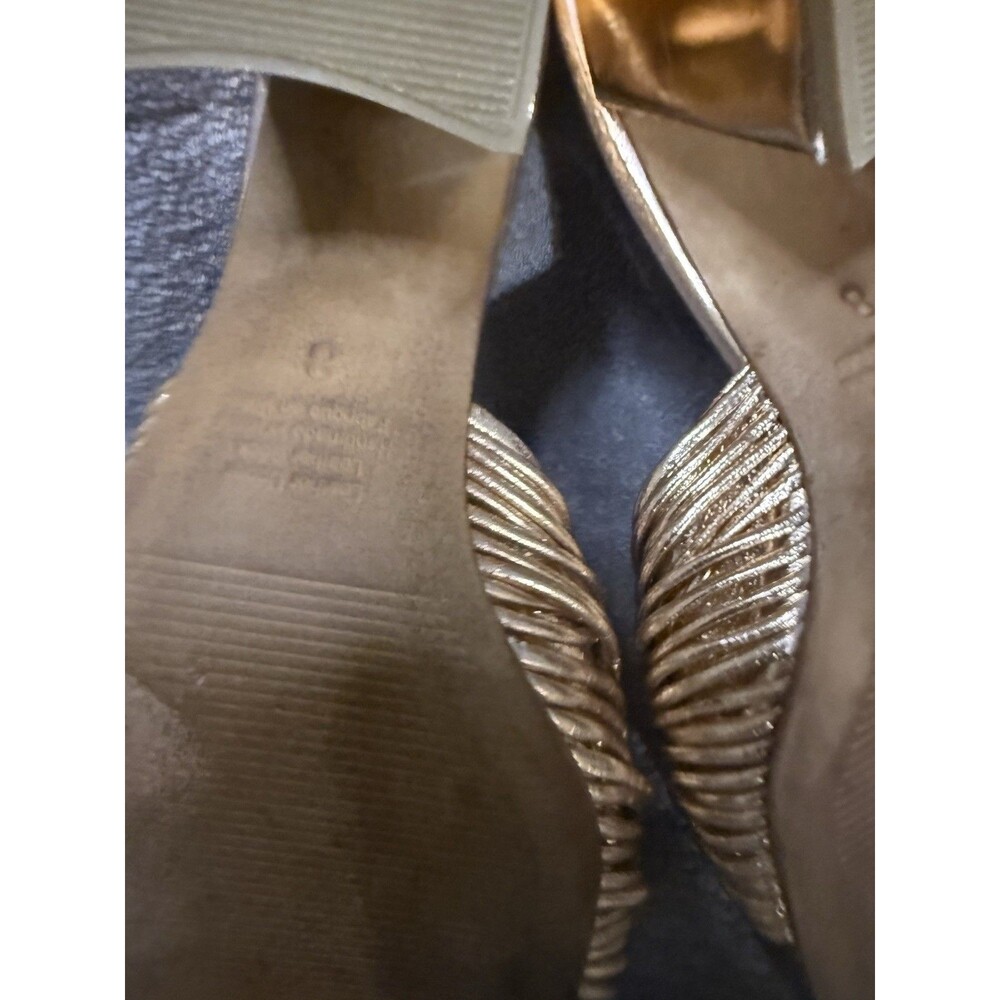 Jeffrey Campbell High Block Heel Gold Metallic Sandal Women Size 8 - Picture 6 of 7